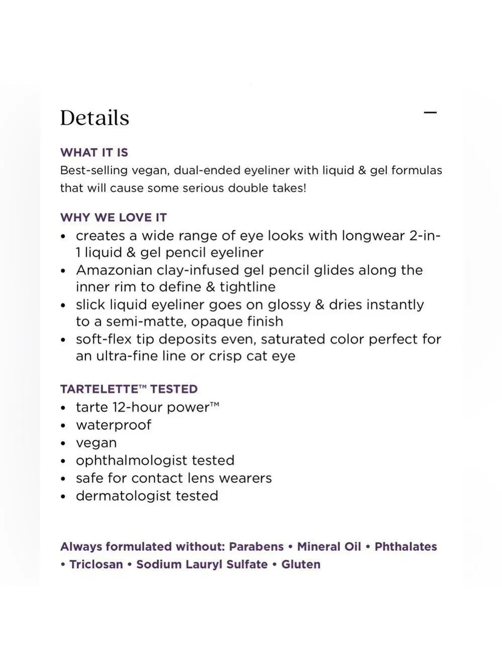 Tarte Double Take Eyeliner in Black - Dual Ended Full Size